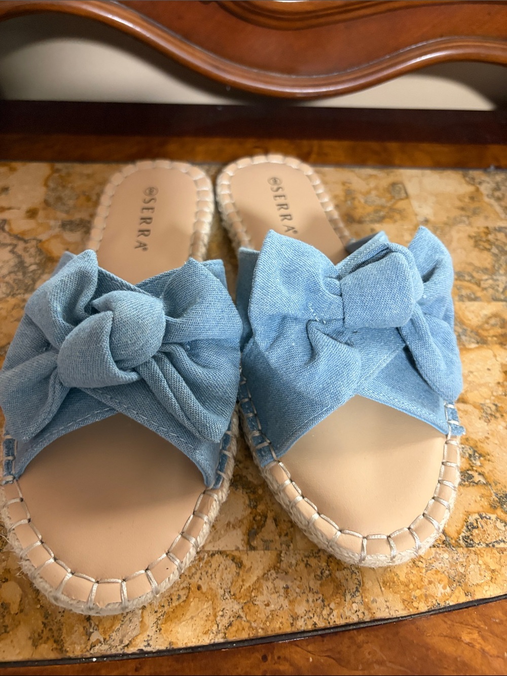 Serra Denim Blue Knot Espadrille Slide - Women
